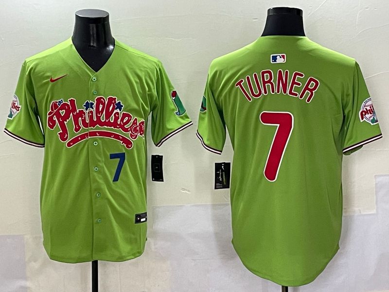 Men Philadelphia Phillies #7 Turner Green Five generations Joint Name 2025 Nike MLB Jersey style 3->philadelphia phillies->MLB Jersey